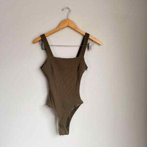 Princess Polly Green Ribbed Seamless Bodysuit Size 8